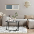 thumbnail image 2 of Coffee Table, 27.6" Round Coffee Table with Tempered Glass Surface, Center Table for Living Room, Dining Room, Tea, Home Décor,Black, 2 of 14
