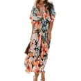thumbnail image 3 of Julycc Womens Summer Maxi Dress Batwings V Neck Holiday Floral Long Sundress, 3 of 4