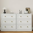 thumbnail image 5 of May in Color 3 Drawer Nightstand, Modern Wood End Table with Gold Knobs, White, 5 of 10