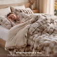 thumbnail image 6 of U by Bedsure Fluffy Comforter Set Queen, Beige Faux Fur Comforter Set, Soft Shaggy Plush Bubble Queen Size Bedding Comforter Sets, 3 Pieces Luxury Fuzzy Bed Set, 6 of 11