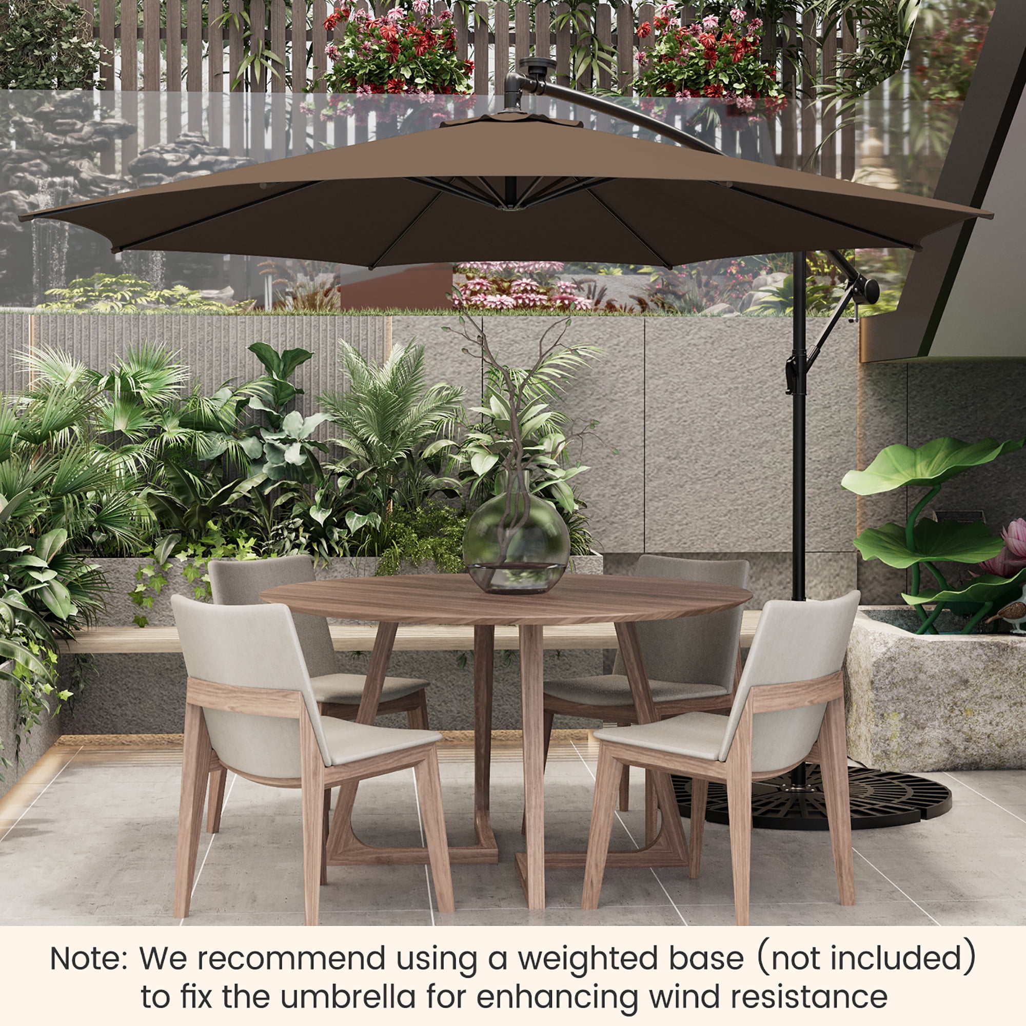 Costway 96" Coffee Rectangle Cantilever Patio Umbrella, Fade Resistant