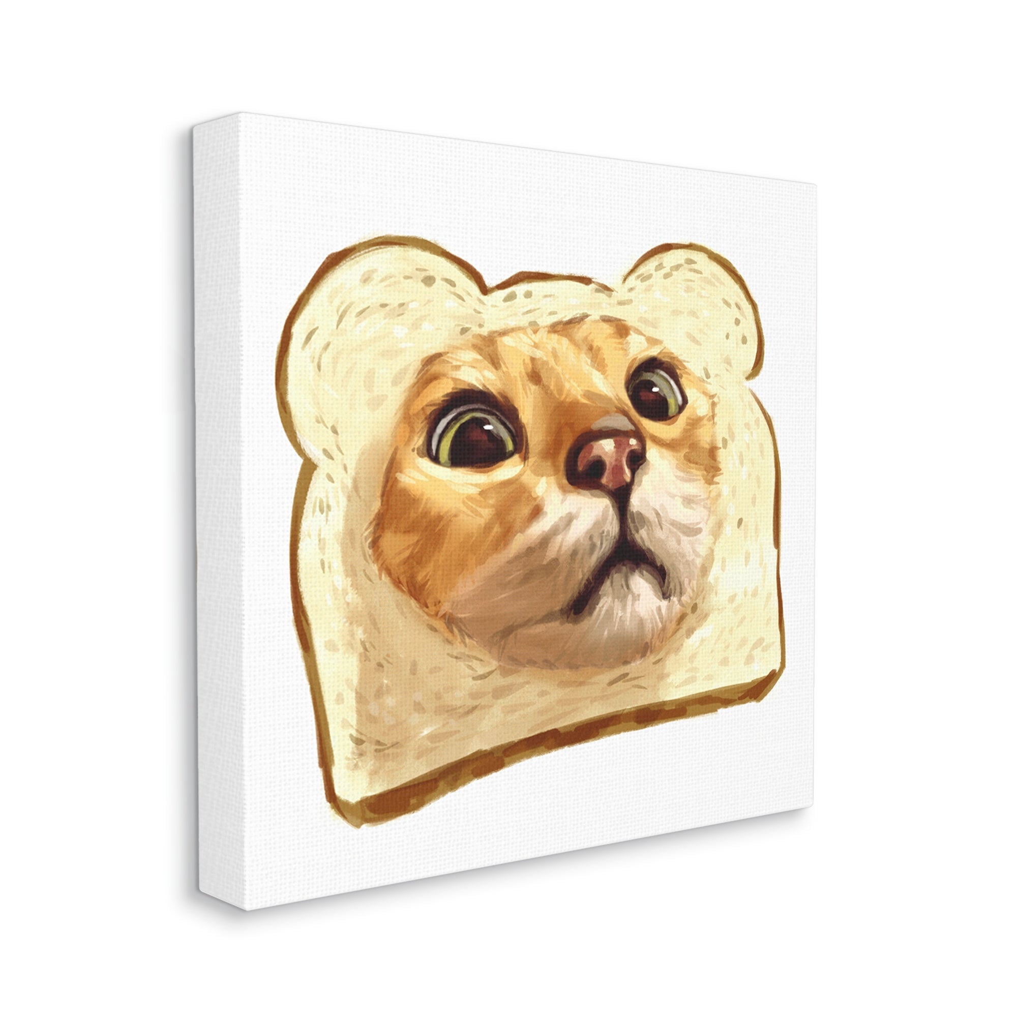 Stupell Industries Silly Tabby Cat Face Head Inside Toast Bread Painting Gallery Wrapped Canvas Print Wall Art, Design by Ziwei Li