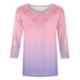 thumbnail image 3 of ZyeKqe 3/4 Sleeve Womens T-Shirt Crew Neck Shirt Casual Loose Fitted Tops Summer Basic Tops Gradient Color, 3 of 3
