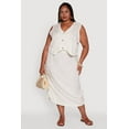 thumbnail image 2 of Womens Plus Size Linen V-Neck Cropped Vest, 2 of 5