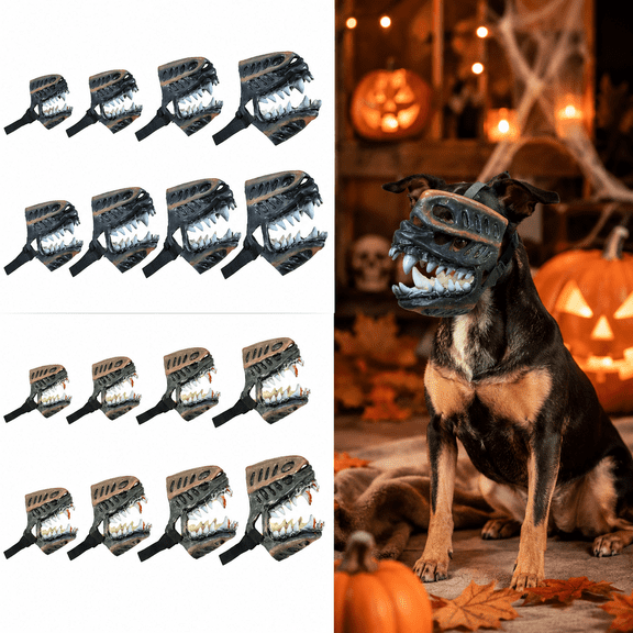 Dog Muzzle Teeth Halloween Costume, Scary Dog Muzzle with Funny Monster Teeth Effect, Adjustable Halloween Mask for Dogs, Pet Costume Accessory for Walking Parties and Events, STYLE1#/S
