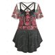 thumbnail image 2 of TIPO DE TIENDO DE TIENDO DE CRISCROSS DE TAMAÑO CRISCROSS Y CONJUNTO TOP DE MESH BORDADO Rosegal  Camisetas tallas grandes, 2 of 5