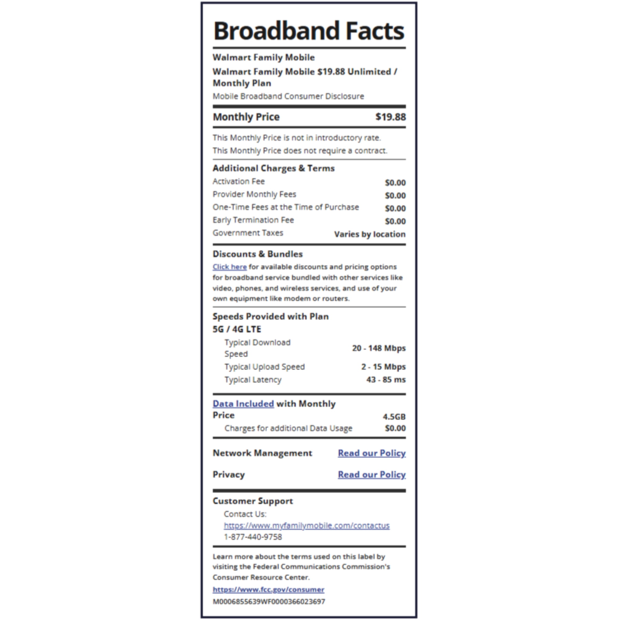 Walmart Family Mobile $39.76 Unlimited Talk & Text 2-Line Monthly Prepaid Plan (4 GB data at High Speed, then 2G*) e-PIN Top Up (Email Delivery)