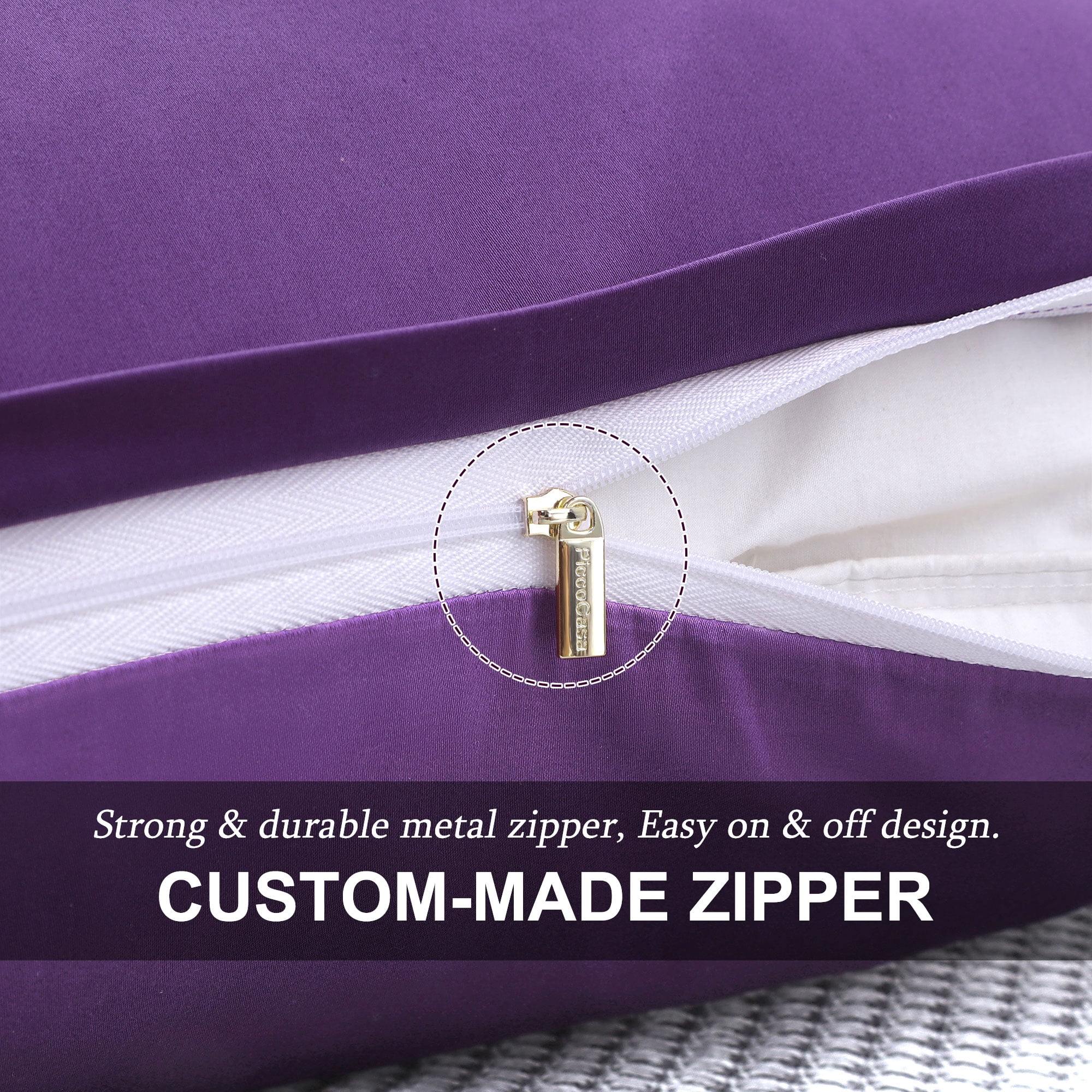 Unique Bargains Breathable Zipper Closure Cotton Pillowcases 2 Pcs Grape Standard