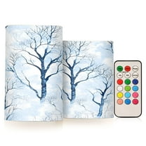 ALAZA Christmas Trees Winter 2 PCs LED Flickering Flameless Candles with Remote Timer Battery Operated Candle