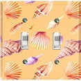 thumbnail image 1 of Metal Light Switch Wall Plate Outlet Cover (Colorful Ocean Sea Shells Orange - Double Toggle), 1 of 2