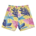 thumbnail image 2 of Yellow Background Pinkish Flowers Leaves Boys' Swim Trunks Board Shorts Beach Pants Bathing Bottoms 5T, 2 of 8