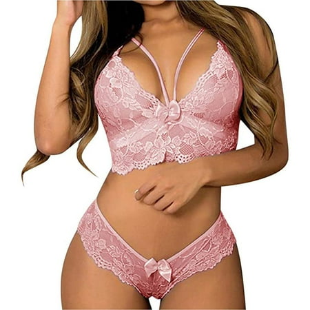 

ADVEN Women s Lace Push Up Bra and Briefs Sexy Underwear and Panty Set