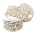 thumbnail image 1 of Ribbon Traditions Merry Christmas Text Clip Art Wired Ribbon  2 1/2" by 25 Yards - Natural, 1 of 5