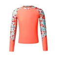 thumbnail image 3 of inlzdz Girls Long Sleeve Rash Guard Water Beach Sport Swim Top UPF 50+ Sunscreen Swimwear Shirts Orange 8, 3 of 6