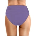 thumbnail image 3 of WERYOUNG Women Summer Tropical Brazilian Vacation Swimwear Solid Color High Waist Pleated Beach Double Layered Bikini Swim Trunks Cozy Purple XL, 3 of 5