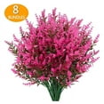 thumbnail image 1 of Nvzi Lavanda artificial, 8 paquetes de flores falsas para exteriores, resistentes a los rayos UV, sin decoloración, para jardín, porche, ventana, decoración del hogar (rosa), 1 of 1
