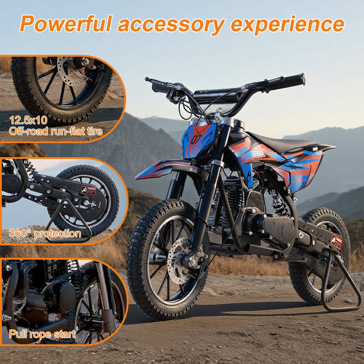 SAY YEAH Dirt Bike,50CC Gas Powered Off Road Dirt Bike for Kids 8-13,Weight Support Up to 200 LBS,25MPH Top Speed,Multicolor Red