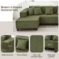 thumbnail image 5 of Harper & Bright Designs U-Shaped Sectional Sofa Set for Living Room, Corduroy Upholstered Sectional Sofa with RGB LED Light Strip and 6 Pillows, Green, 5 of 16