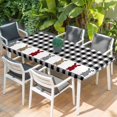 thumbnail image 2 of Easter Table Cloths for 4 Foot Rectangle Tables, Cartoon Leopard Print Buffalo Plaid Rabbits Patio Waterproof Elastic Fitted Tablecloths, Washable Rectangular Table Cover for Camping, 2 of 8