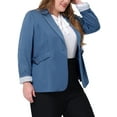 thumbnail image 5 of Unique Bargains Women's Plus Size Stripe Cuff Notched Lapel Casual Blazer, 5 of 6