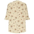 thumbnail image 4 of Ounisa Womens Tops Casual V Neck Shirts Floral Solid Blouse Ruffle Tunics 3/4 Sleeve Tshirt, 4 of 5