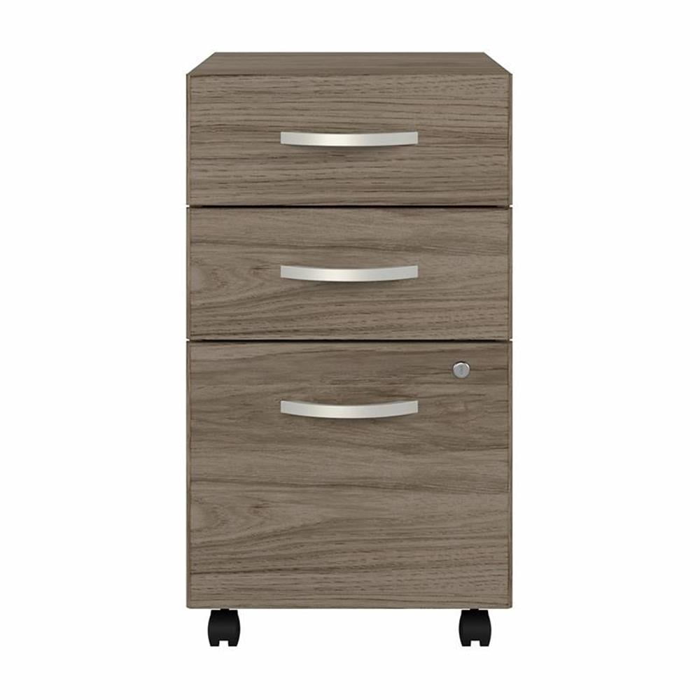 Hybrid 3 Drawer Mobile File Cabinet in Modern Hickory - Engineered Wood