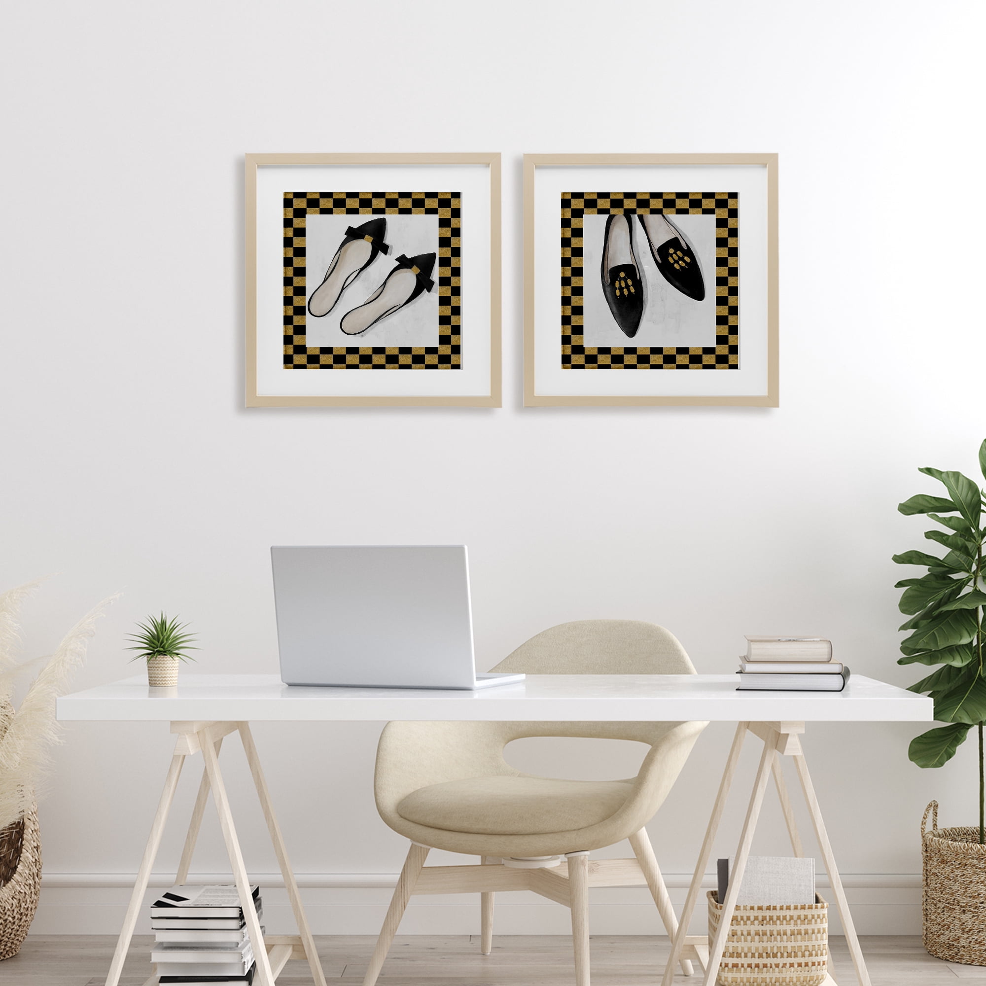 Stupell Industries Black Flats & Sliders 2 Piece Birch Framed Print Under Glass Set, design by Lorenzo Collective