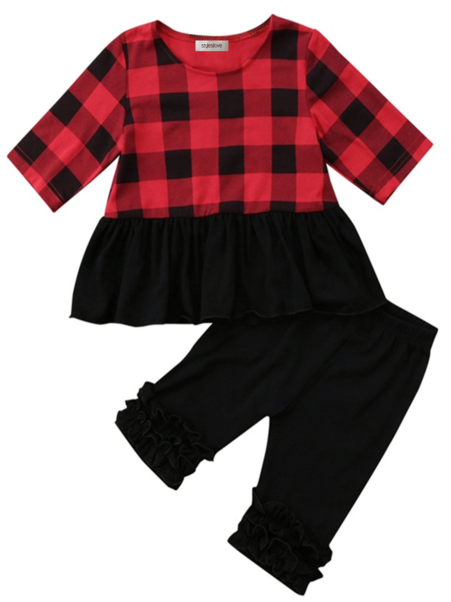 StylesILove - stylesilove Baby Toddler Girl Black and Red Plaid Jersey ...