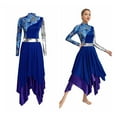 thumbnail image 4 of Womens Liturgical Praise Dance Dresses Chuch Choir Dancewear Mock Neck Long Sleeve Color, 4 of 7