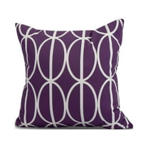 Simply Daisy, 18" x 18" Ovals Go 'Round , Geometric Print Outdoor Pillow, Purple