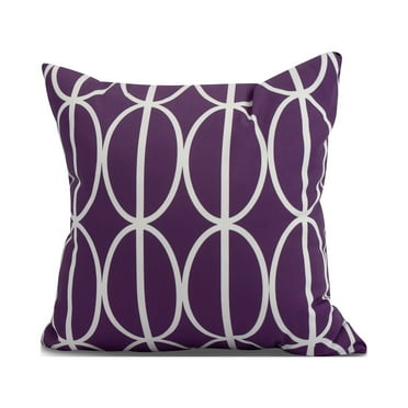 Simply Daisy, 18" x 18" Ovals Go 'Round , Geometric Print Outdoor Pillow, Purple