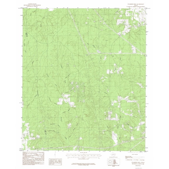 Topographical Map - Chambliss Hill Teaxs Quad - USGS 1984 - Vintage Wall Art