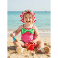 thumbnail image 6 of BemeyourBBs Toddler Baby Girl Swimsuit Infant Bathing Suit One-piece Swimsuits With Sun Hat Set Strawberry Bow Rash Guard Spaghetti Strap Swimwear Summer Beach Wear, 6 of 9