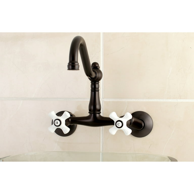 Kingston Brass KS3225PX Vintage 6 Adjustable Center Wall Mount Kitchen  Faucet, Oil Rubbed Bronze 