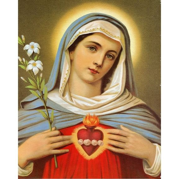 Catholic print picture - IMMACULATE HEART MARY 76 - 8" x 10" ready to be framed