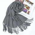 thumbnail image 4 of Bufanda de Lana Pashimina Larga con Borlas Color Chal Manta Elegante Regalo Navidad para Mujer gris Soledad Bufanda con envoltura de mantón, 4 of 8