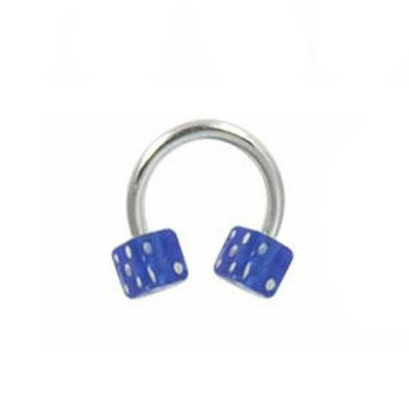 Surgical Steel Horseshoe Curved Barbell Ring 14 Gauge  Acrylic Dice