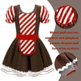 thumbnail image 6 of TiaoBug Kids Girls Gingerbread Halloween Party Cosplay Costumes Puff Sleeve Stripe Christmas Tutu Dress A Coffee 16, 6 of 7