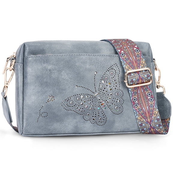 APHISON Small Crossbody Bag for Women,Butterfly Cell Phone Purse Womens Shoulder Handbags Wallet Purse with Credit Card Slots Adjustable Guitar Strap