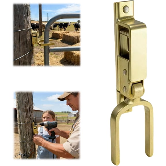 Instant Locking Gate Latch, Heavy-Duty Rust-Resistant Steel Automatic Spring Lock, One Hand Farm Gate Latch for Metal & Pipe Gates to Prevent Cattle, Sheep & Horses from Escaping