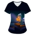 thumbnail image 4 of VKOYWKM Womens Scrubs Halloween Pumpkin Ghost Graphic Tshirts Nurse Uniforms Short Sleeve V Neck Loose Working Uniforms with Pockets Nurse Gift Tops, 4 of 4
