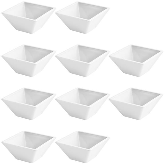 10 Pcs Acrylic Square Plates Set, White Acrylic Dinnerware, Stackable Small Snack Plates, Glossy Surface, Perfect for Home, Bar, KTV, Party Use