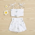 thumbnail image 3 of Caoirhny Girls Floral Print Clothes Set, Irregular Hem Sleeveless Cropped Tops + Short Pants for Summer, 3 of 10