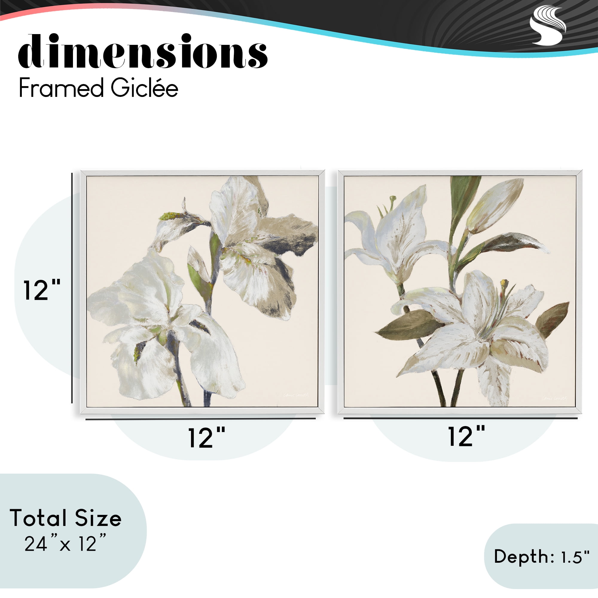 Stupell Industries Irises and Lilies Soft Beige 2 Piece White Framed Giclee Art Set, design by Lanie Loreth
