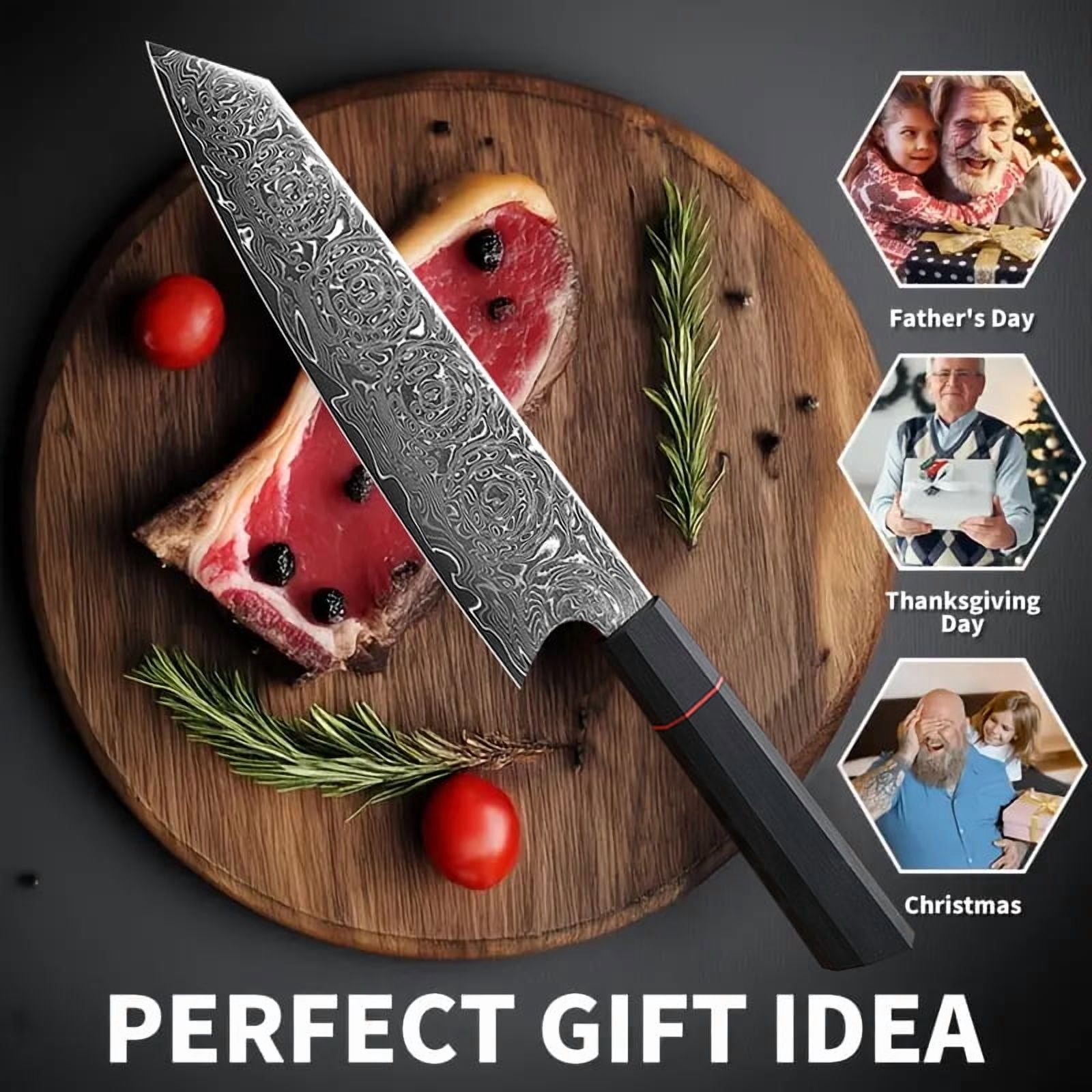Japanese VG10 Damascus Steel Chef Knife Set, with Gift Box, Ultra Sharp Cooking Cutlery for Home Use