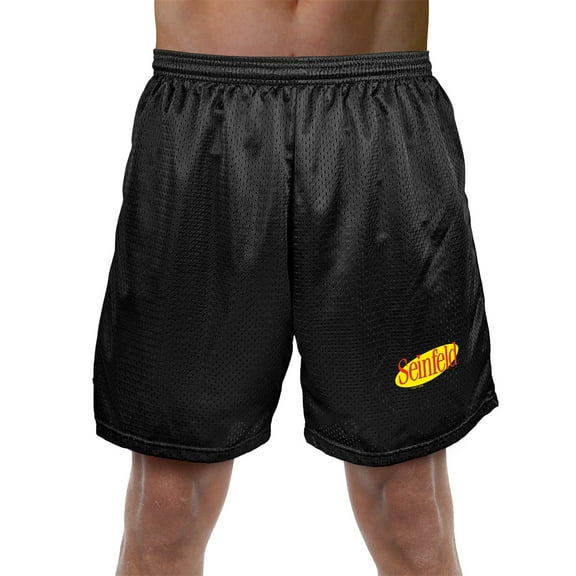 Seinfeld Logo Mens Lined Mesh Shorts, Black, 2X-Large