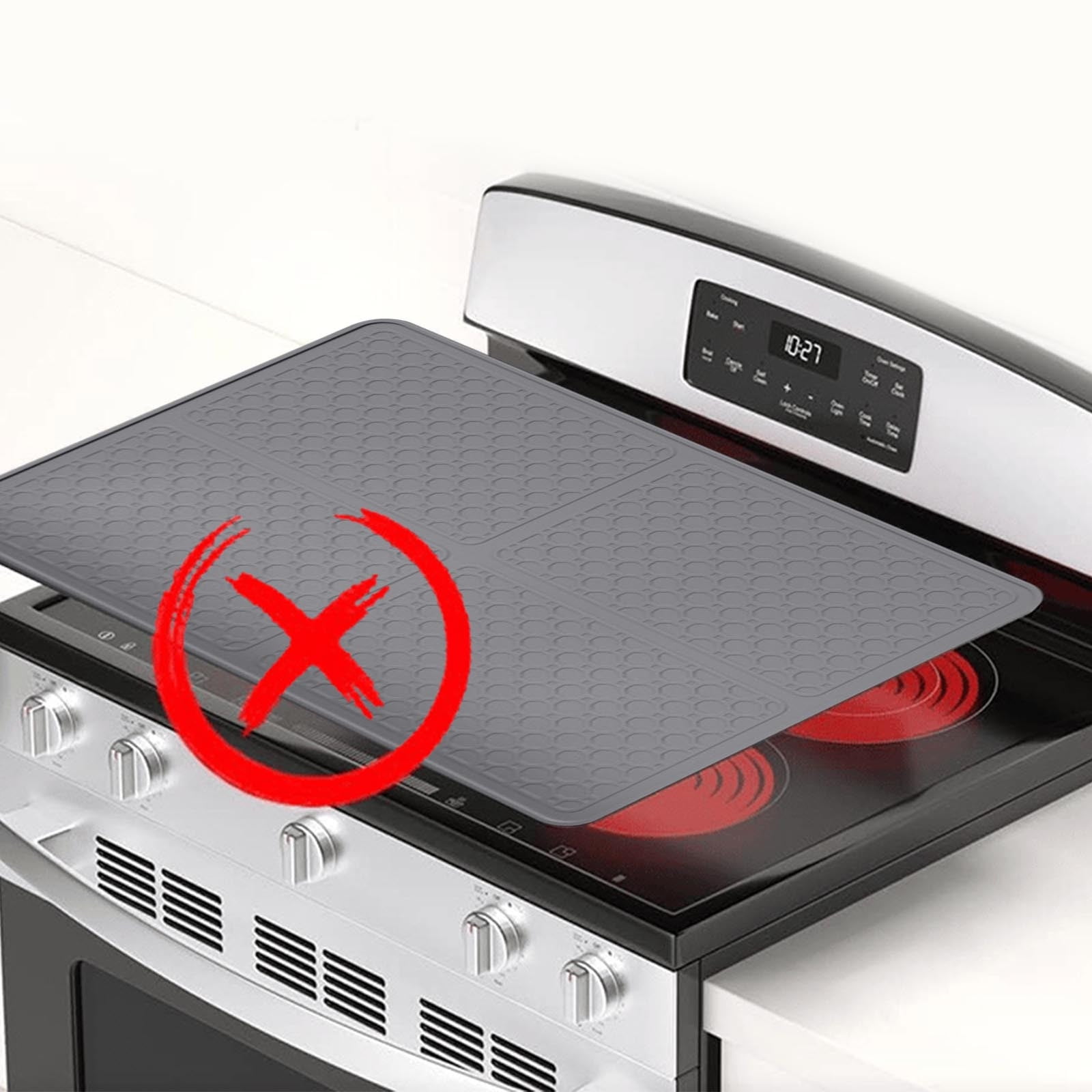 Tunhigl Silicone Electric Stove Cover Heat Resistant Stove Top Protector Glass Cooktop Cover Gray