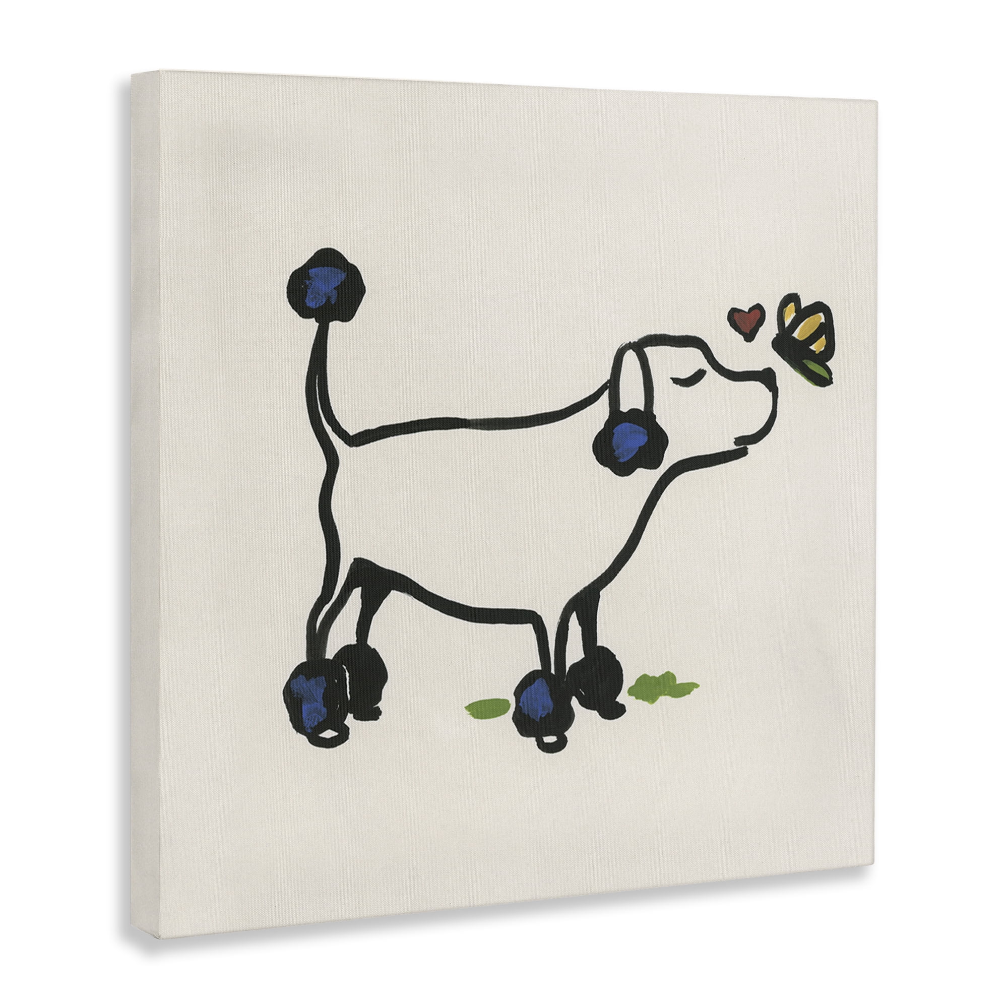 Stupell Industries Dog & Butterfly Animals Painting Wrapped Canvas Art Print Wall Art, 30 x 30