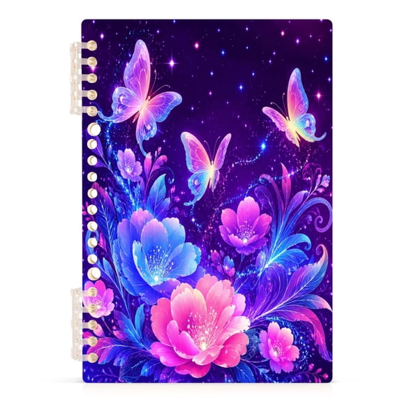 A5 Spiral Notebook 60 Sheets 80gsm Paper Ruled Journal Fantasy Butterfly Floral Pattern