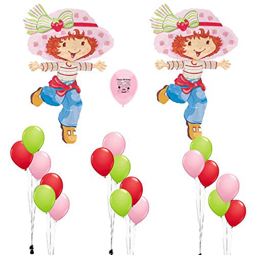 STRAWBERRY SHORTCAKE BALLOONS WITH STICKS SET OF 10 BIRTHDAY PARTY SUPPLIES